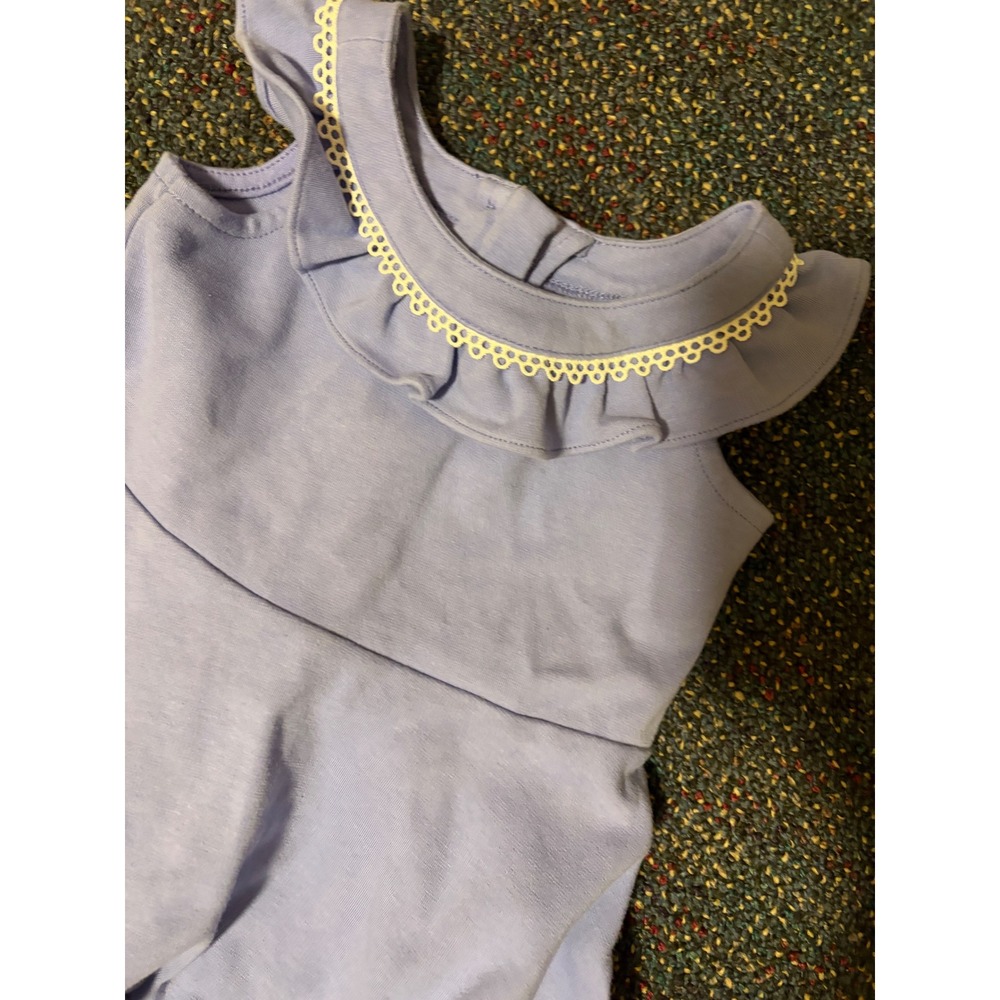 Janie and Jack Girls Periwinkle Blue Ruffle Eyelet Trim Dress 18-24 Months